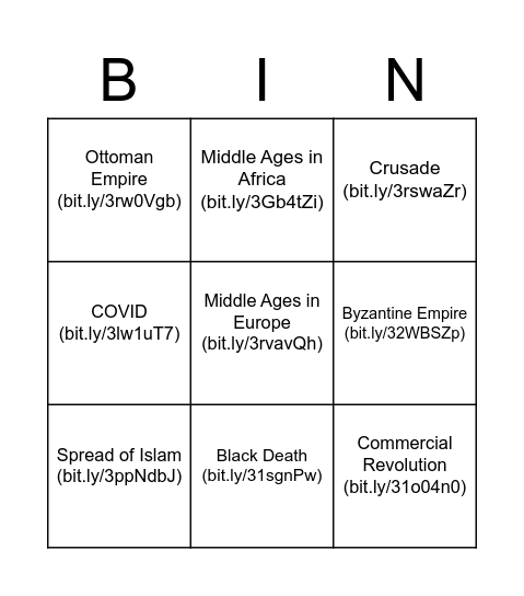 Change! Bingo Card