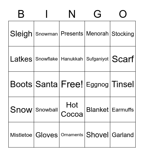 All things winter/holiday! Bingo Card