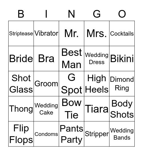 Bachelorette Bingo  Bingo Card