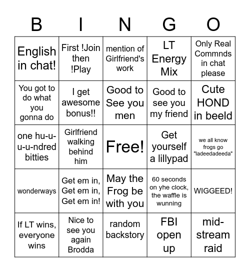 LT Bingo Card