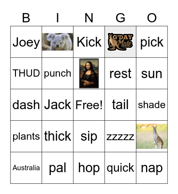 Jack, Jill, and Joey Bingo Card