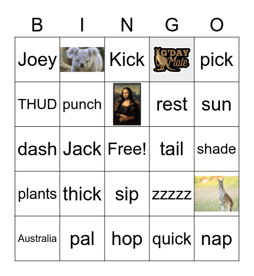 Jack, Jill, and Joey Bingo Card