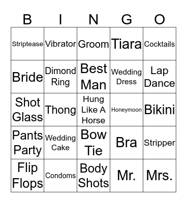 Bachelorette Bingo  Bingo Card