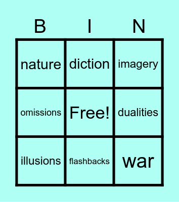 A Farewell to Arms Book 3 Bingo Card