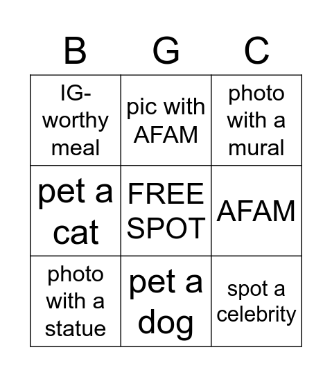 TALA BGC BINGO Card