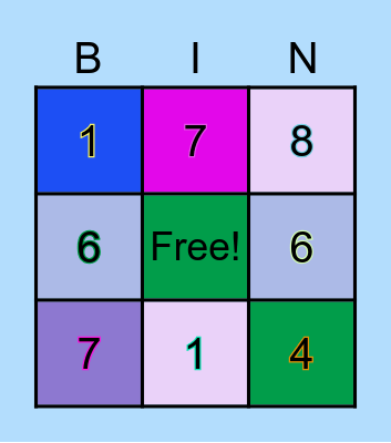 Numbers ASL Bingo!! Bingo Card