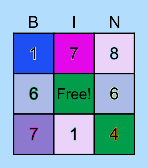 Numbers ASL Bingo!! Bingo Card