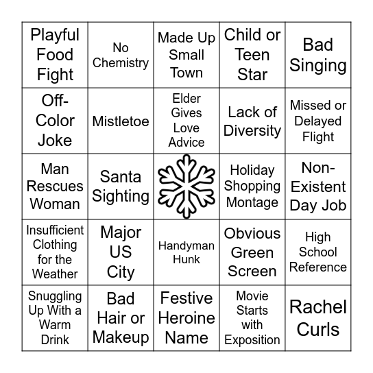 A Very Merry, Warm, and Fuzzy Hallmark Christmas Bingo Card