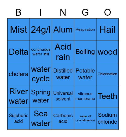 Water Bingo Card