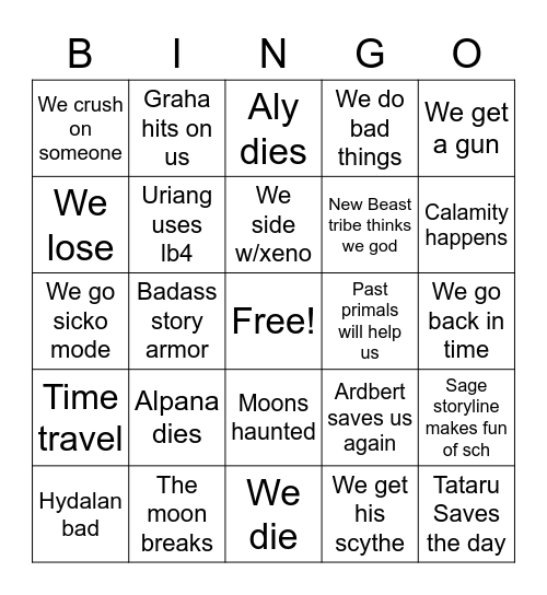 FFXIV facts EW predictions Bingo Card