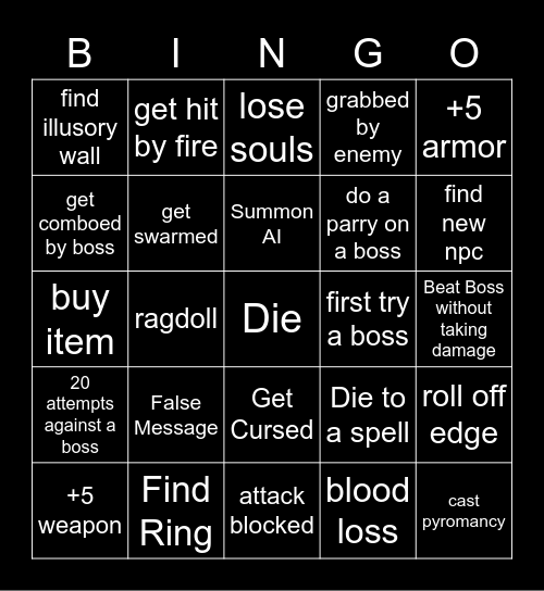 Dark Souls 3 Bingo Card