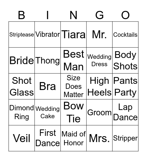 Bachelorette Bingo  Bingo Card
