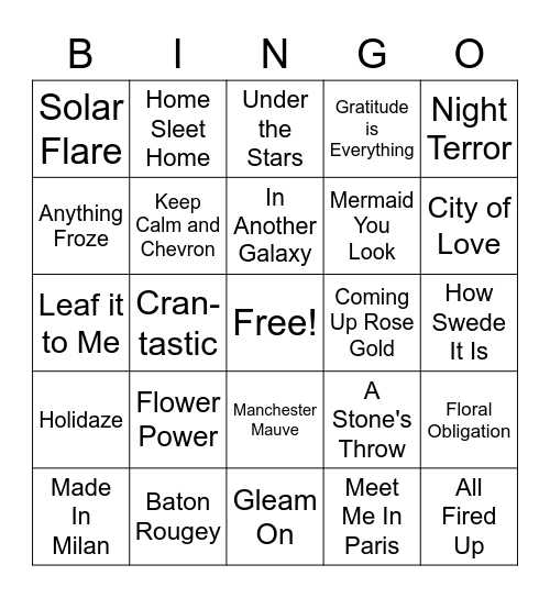 Nail Bar Bingo Card