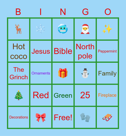 🎀🎁 Christmas 🎄⛄ Bingo Card