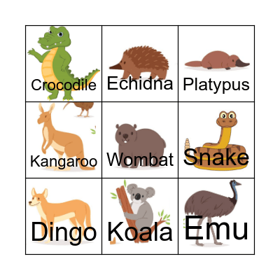 Animal Bingo Card