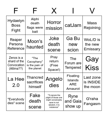 Endwalker Bingo Card