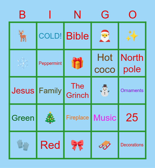 🎀🎁 Christmas 🎄⛄ Bingo Card