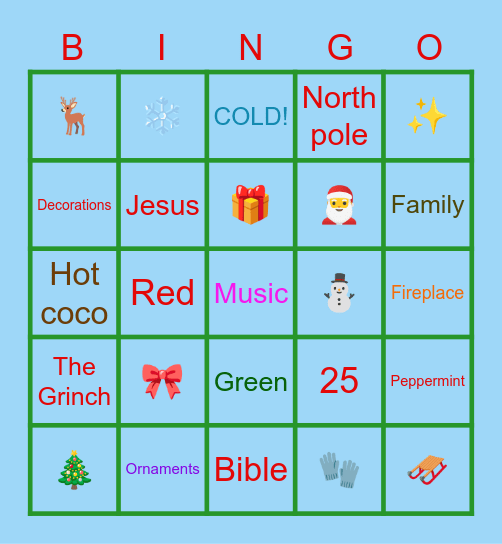 🎀🎁 Christmas 🎄⛄ Bingo Card