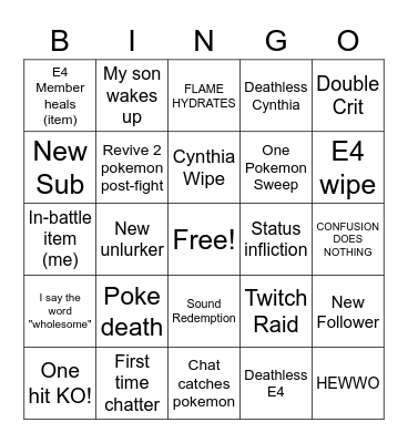 E4 Bingo Card