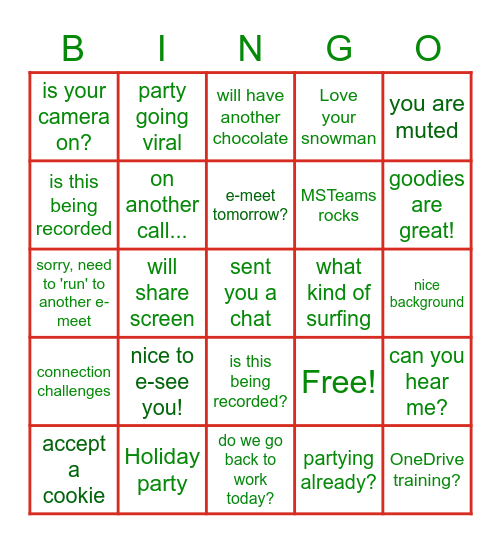 Internet Words Bingo Card