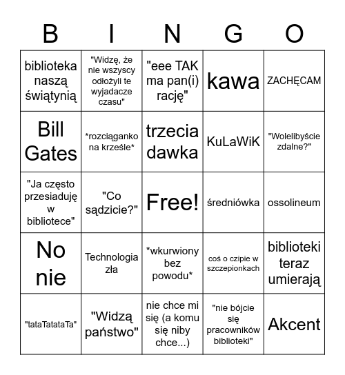 Average zajęcia z Poetyki Bingo Card