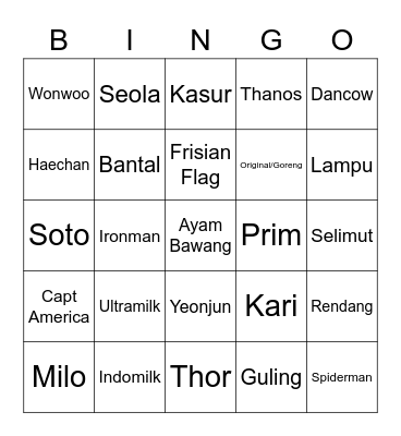 Bingo with Lyn Bingo Card