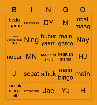 😎🤙🏽 Bingo Card