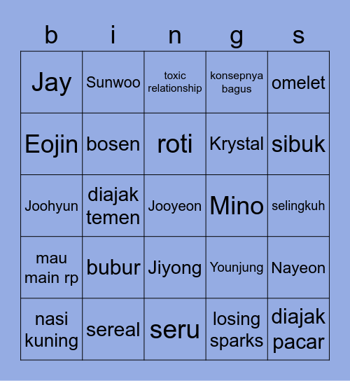 hee's Bingo Card