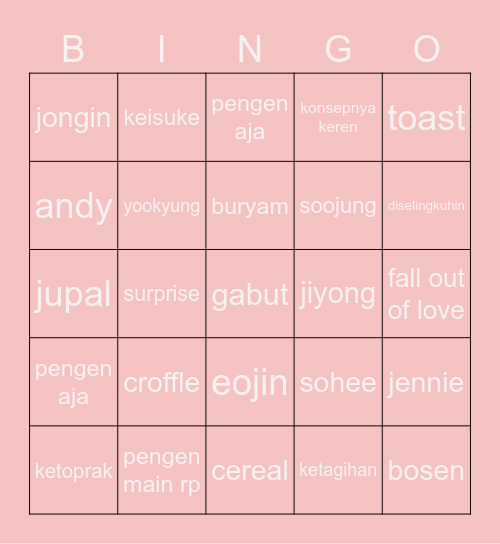 soojung’s Bingo Card