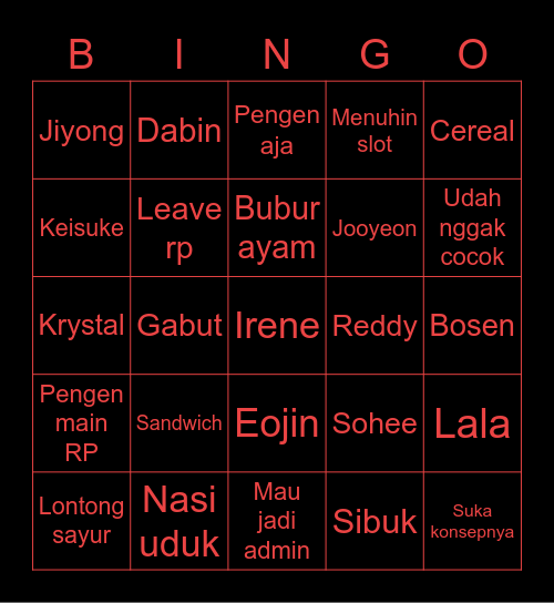 Jooyeon Bingo Card