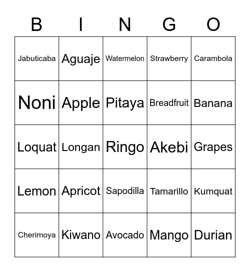 Syaza (G18) Bingo Card