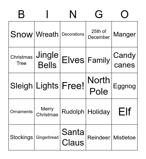 Christmas Bingo Card