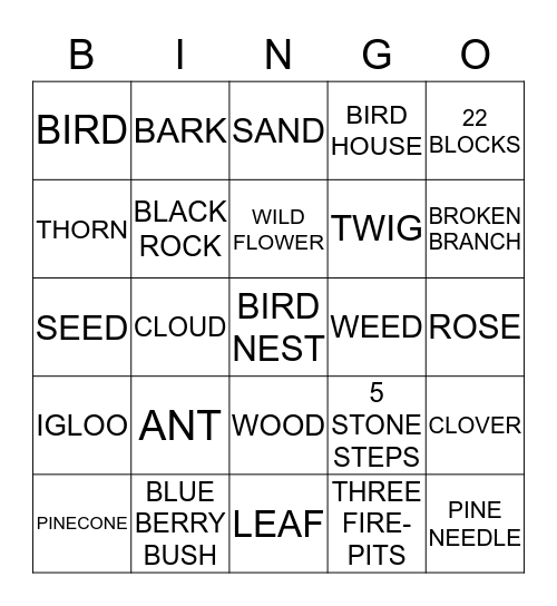 NATURE BINGO Card