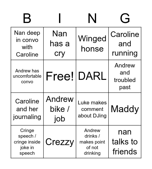 First Family Fun BING Bingo Card