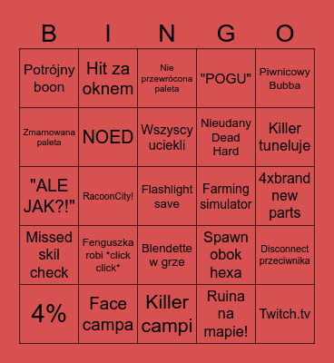 Urodzinowe w DBD! Bingo Card