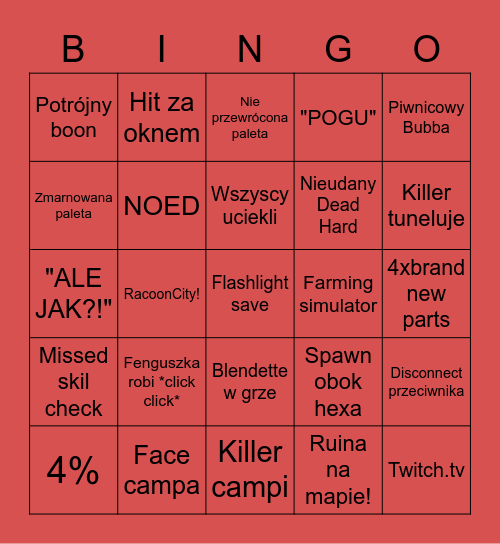 Urodzinowe w DBD! Bingo Card