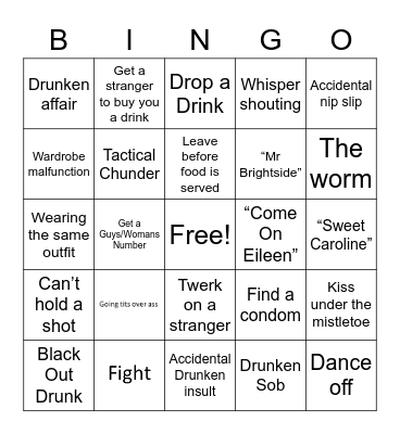 Smart Parking Christmas Night Out Bingo Card