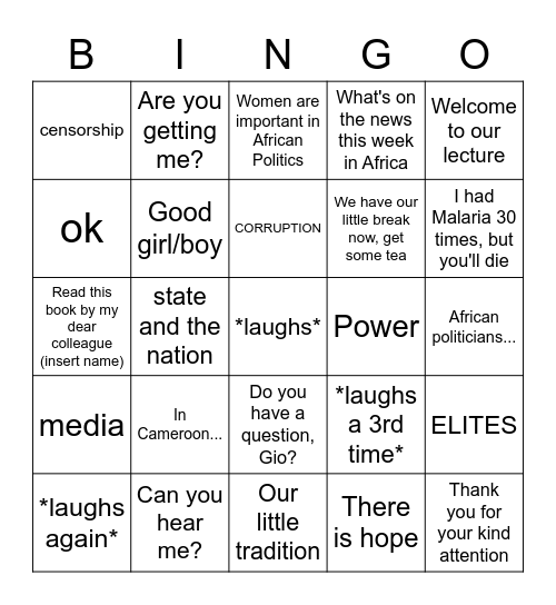 Walter Bingo Card