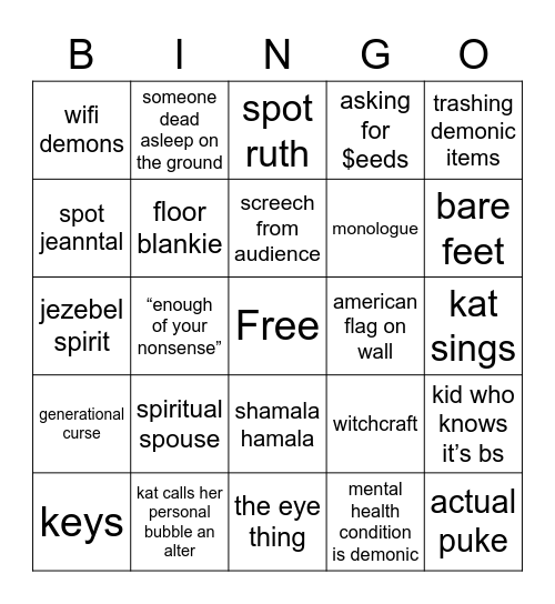 Scamthryn Shenanigans Bingo Card