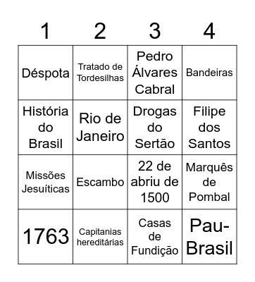 Bingo - História do Brasil (2022) Bingo Card