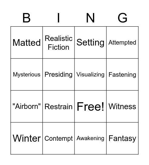 What a Story! Bingo Card