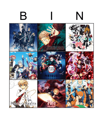 My top Anime/Manga Bingo Card