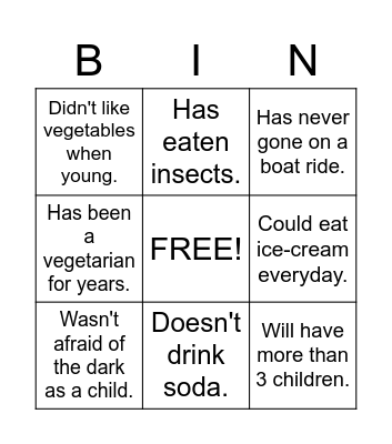 MIxed Tenses Bingo Card