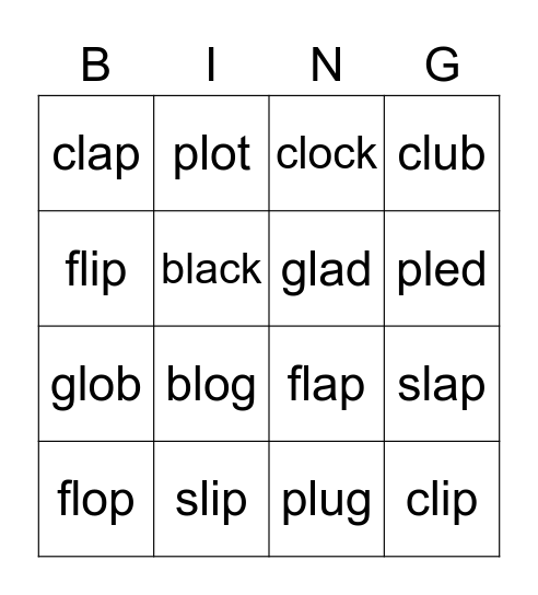 L Blends Bingo Card