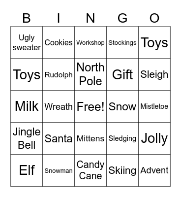 Happy Holidays Bingo Card