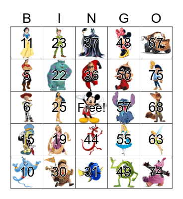 Disney Ultimate Bingo Card