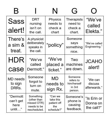RT MORNING HUDDLE Bingo Card
