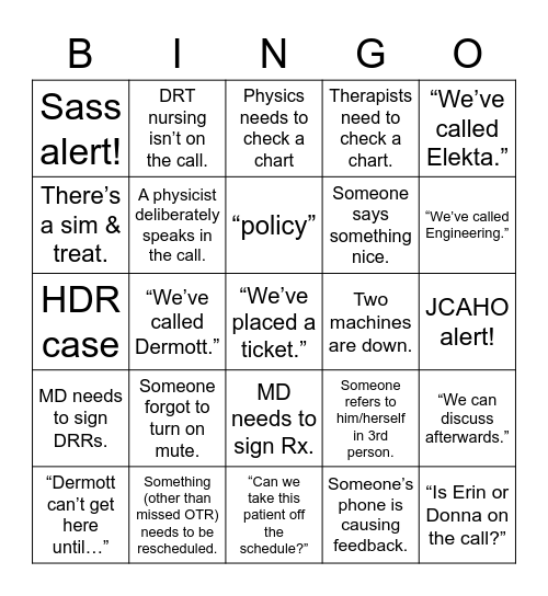 RT MORNING HUDDLE Bingo Card