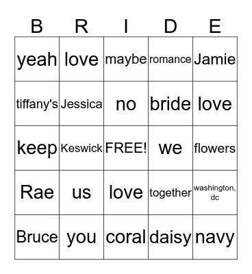 Stephanie's Bingo Card