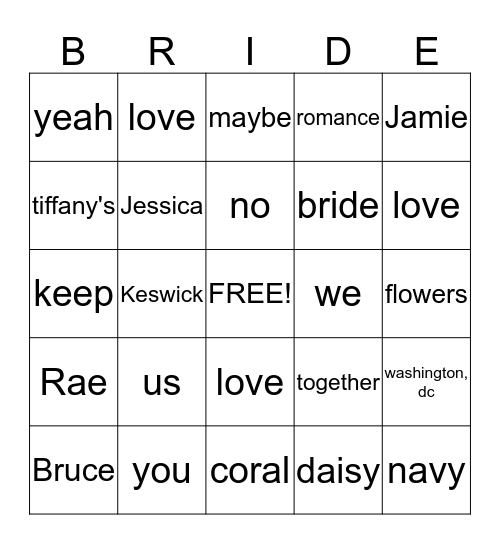 Stephanie's Bingo Card